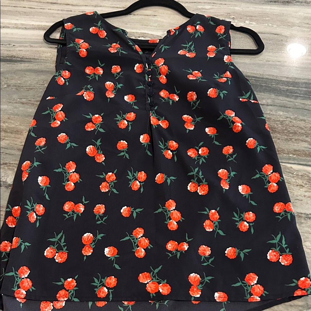 Talbots Navy Floral Blouse Sz M like new tank sleeveless blouse career office